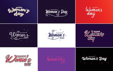 Set of cards with an International Women's Day logo