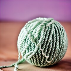 A ball of yarn on a table.