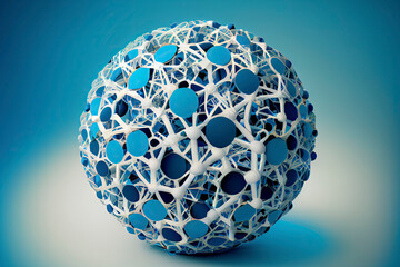 Blue and white sphere network structure