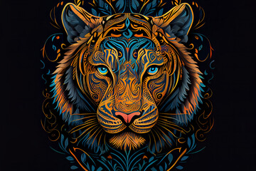 Tiger head Fokus ethnic ornamental ornaments painting