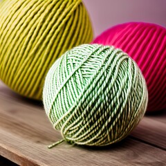 A ball of yarn on a table.