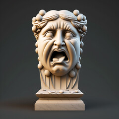 Screaming Roman Sculpture. Head statue. Generative AI. Isolated. 