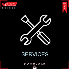 services icon vector . Business marketing management, services icons , simple, isolated, application , logo, flat icon for website design or mobile applications, 
UI  UX design Editable stroke. EPS10