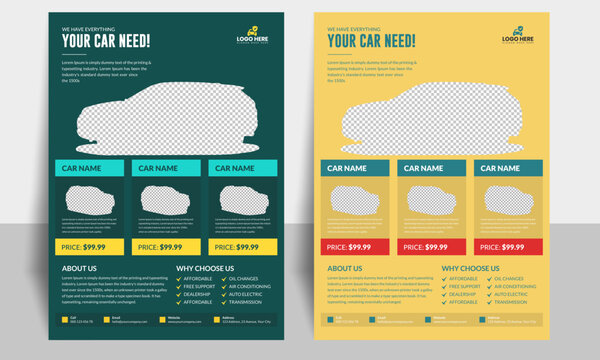 Modern car selling flyer or poster template