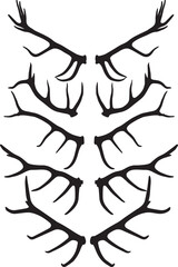 Deer horn black silhouette set, Deer antlers, SVG Vector