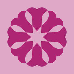 Radial Love Heart Shapes Pink Background