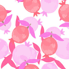 Hand drawn pomegranate fruit seamless pattern. Botanical fruits wallpaper.