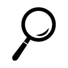Glossy magnifying glass icon. Research and search. Vector.