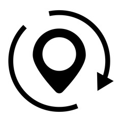 Rotating map pin silhouette icon. Vector.