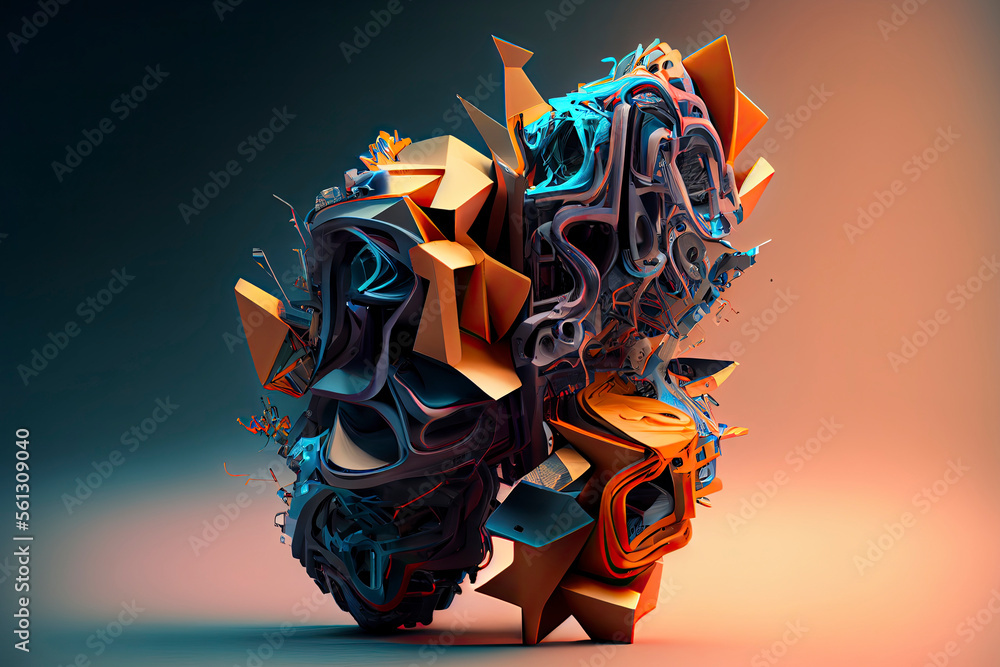 Poster modern geometric abstract artwork based on a dynamic technology