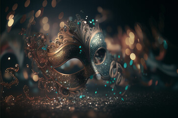 Fondo Máscara de Carnaval de Venecia - Italy Mask Carnival Background - Generative AI - obrazy, fototapety, plakaty