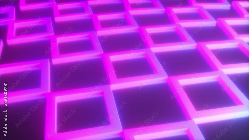Poster neon squares. computer generated 3d render