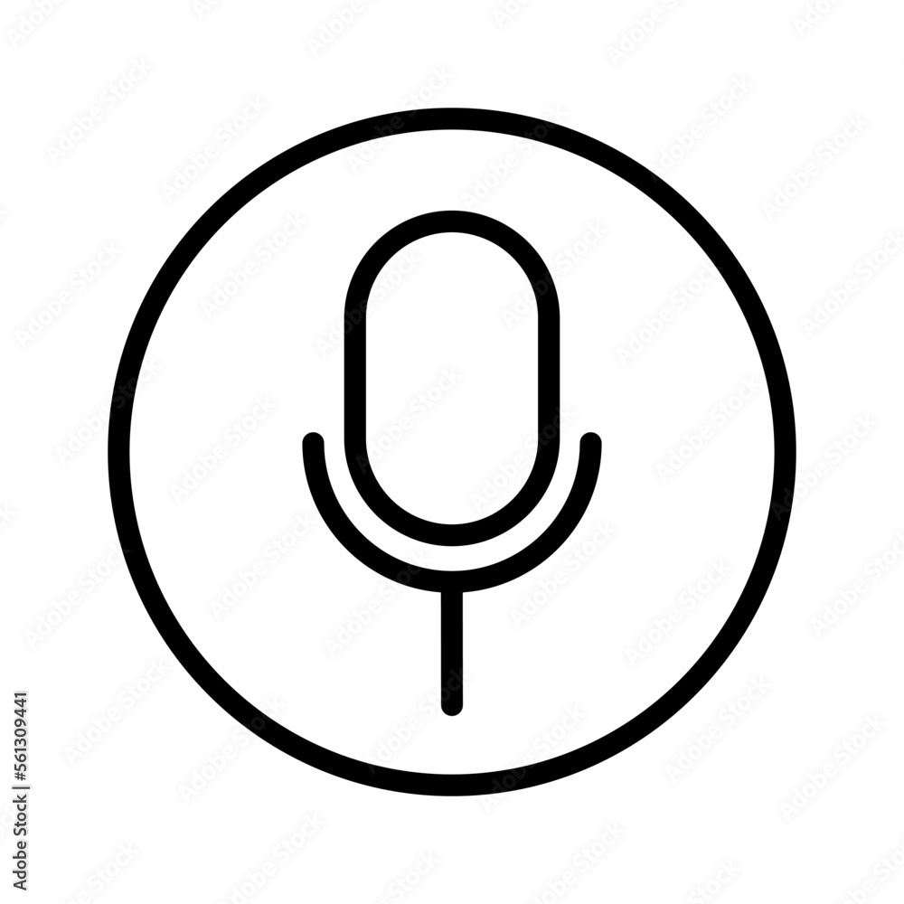 Poster round recording microphone button. speaker symbol. recording button. vector.