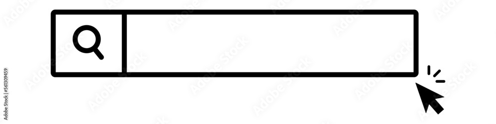 Poster internet search engine search box and mouse cursor icon. vector.