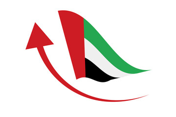 Flag of the United Arab Emirates with rising arrow. Vector.