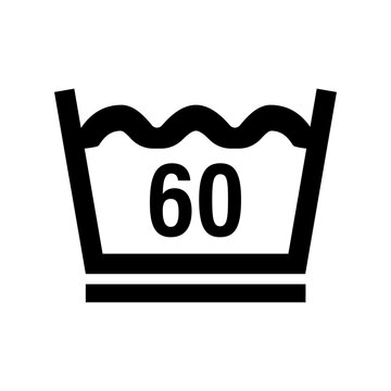 Wash at 60 degree icon. Water temperature 60C. Wash temperature 60. Laundry symbol. Vector.