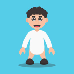 cute little man, cute flat character template, design vector illustration template