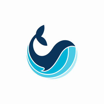 abstract whale logo design vector
