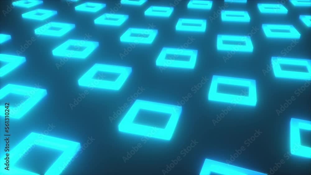 Poster neon squares. computer generated 3d render