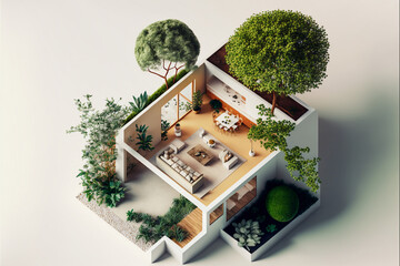 Concept of carbon neutral living illustrating measures against climate change created with Generative AI
