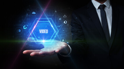 Man hand holding social inscription