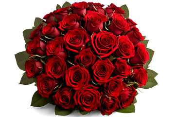 Beautiful bouquet of red roses. Flowers isolated white background. Generative AI