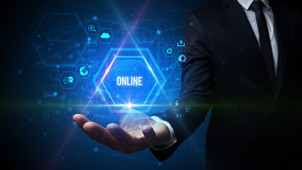 Man hand holding social inscription