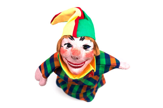 funny punch puppet kasper isolated on white background