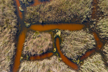 Abstract aerial landscape of a lake