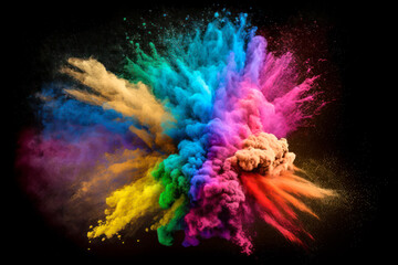 Colorful paint powder explosion. Generative AI.