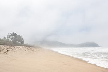 Pequena ilha vista da praia num cenário idílico
