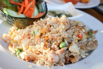 stir fried rice, fried rice with vegetable salad