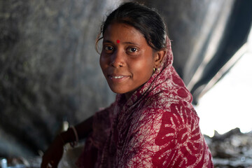 Portrait of a Indian rural woman smiling