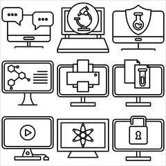 Computer Lab icon outline style part three