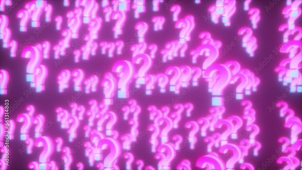 Poster neon questions marks. computer generated 3d render