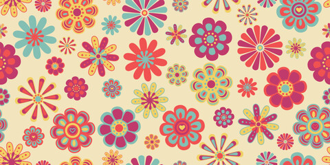 Vector retro floral seamless pattern