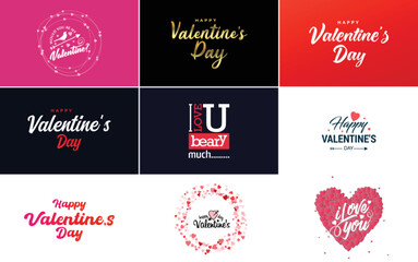 Happy Valentine's Day banner template with a romantic theme and a pink and red color scheme