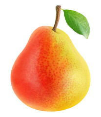 One red yellow pear cut out