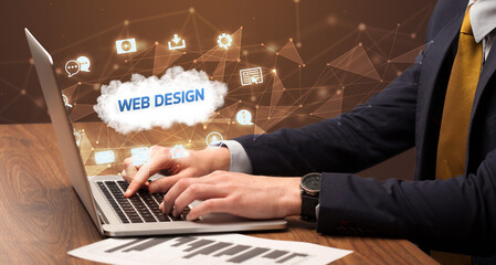 Businessman working with laptop concept