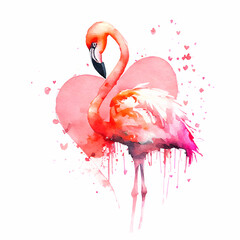 Watercolor pink flamingo isolated on white. Vector Illustration. EPS10