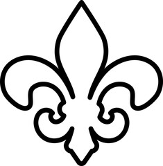 Fleur De Lis outline  icon Royal french heraldic symbol New Orleans symbol of support and recover Design element - obrazy, fototapety, plakaty