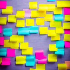 Sticky notes on a wall. 