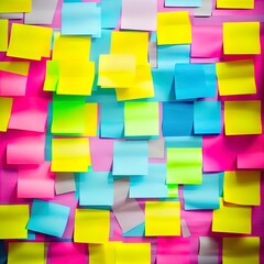 Sticky notes on a wall. 