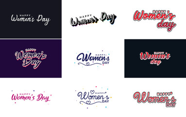 Abstract Happy Women's Day logo with a love vector design in pink. red. and black colors