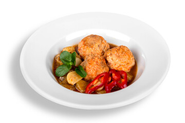 Ethnic food with hot peppers in it