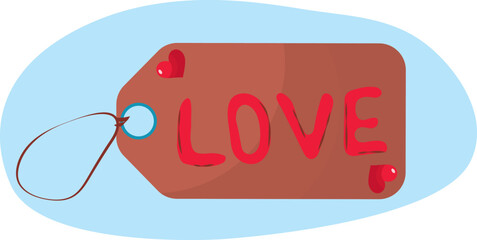 Label with the inscription "love". Valentine's Day.
High quality vector illustration.