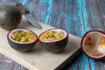 Passion fruit on a table