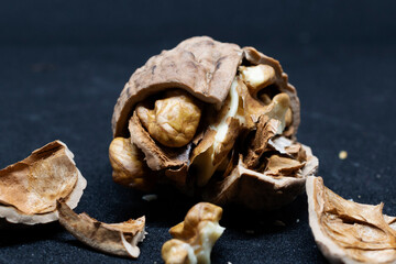 close up of a broken walnut