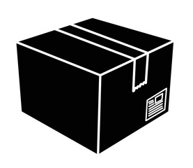 Cardboard black silhouette icon. PNG drawing isolated on transparent background. 