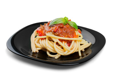 spaghetti with tomato sauce and sprinkled with cheese